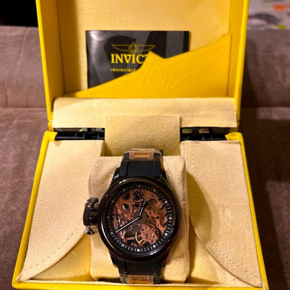 NEW Invicta Men's 1847 Russian Diver Left Handed Mechanical Skeleton Dial Black